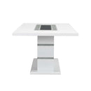 Elizaveta - Dining Table With Pedestal Base - Faux Crystal Diamonds & White High Gloss