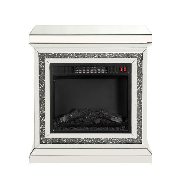 Noralie - 28" Fireplace - Mirrored & Faux Diamonds
