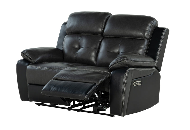 U5050 - Power Reclining Sofa / Power Reclining Loveseat - Blanche Charcoal / Black-Power