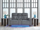 Studio Cave - Power Reclining Loveseat with Console - Steel