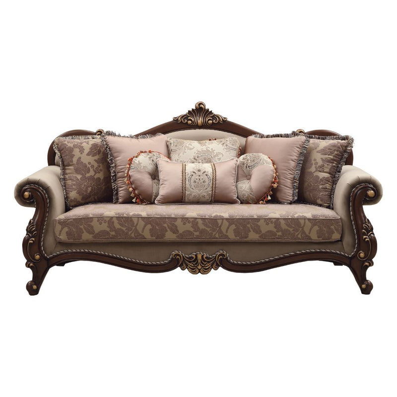 Mehadi - Sofa With 8 Pillows - Velvet & Walnut