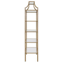 Serena - 5-Shelf Glass Bookshelf - Gold