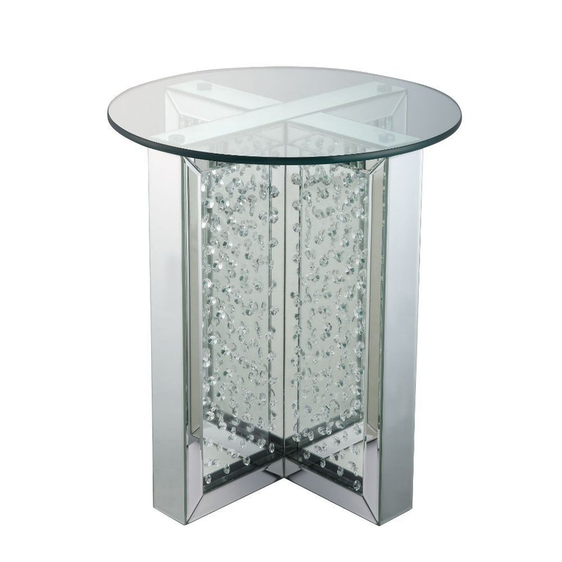 Nysa - 23" End Table - Mirrored & Faux Crystals