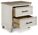 Shaybrock - Two Drawer Night Stand - Antique White / Brown
