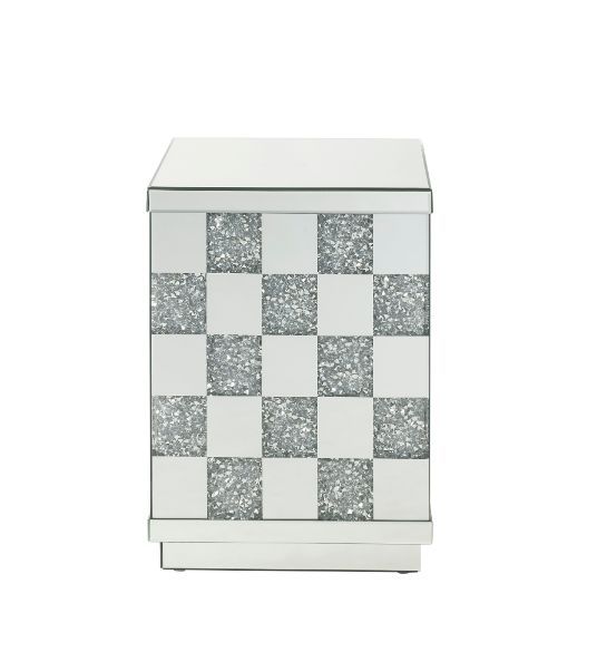Noralie - 16" Square End Table - Mirrored & Faux Diamonds