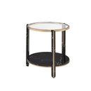 Thistle - End Table - Clear Glass, Faux Black Marble Top & Champagne