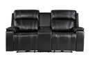 U8881 / U8880 - Leather Power Reclining Sofa / Power Console Reclining Loveseat - Black