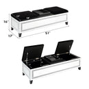 Noralie - 16" Bench With Storage - Mirrored & Faux Diamonds