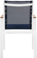 Nizuc - Outdoor Patio Dining Arm Chair With White Frame And Natural Arms (Set of 2)