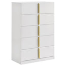Ines - 5-Drawer Bedroom Chest Of Drawers - White High Gloss