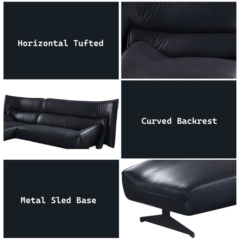 Maeko - Sectional Sofa - Dark Gray Top Grain Leather