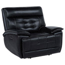 Hewitt - Leather Upholstered Dual Power Recliner Chair - Black