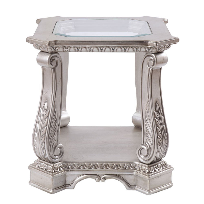 Northville - End Table - Clear Glass & Antique Silver