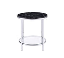 Virlana - End Table - Faux Black Marble Top & Chrome