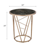 Cicatrix - End Table - Faux Black Marble Glass Top & Champagne