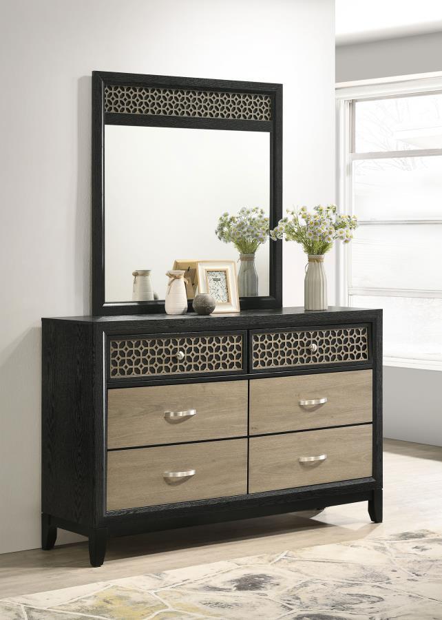 Valencia - 6-Drawer Dresser With Mirror - Black