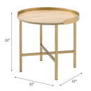 Mithea - End Table - Oak Table Top & Gold