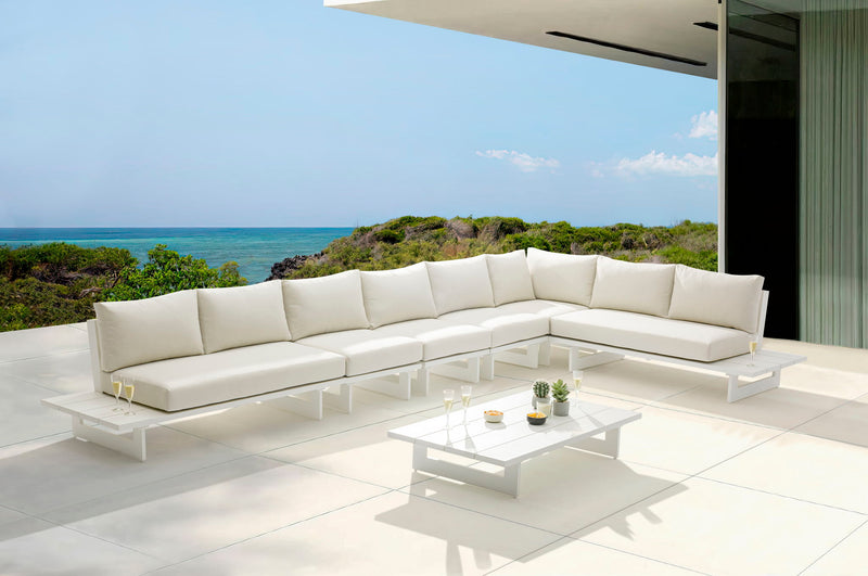 Maldives - 6 Piece Water Resistant Outdoor Patio Modular Sectional With White Base