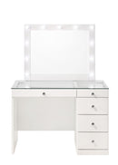 Morgan - Vanity Desk With Glass Top, LED Luxo Mirror & Stool - White
