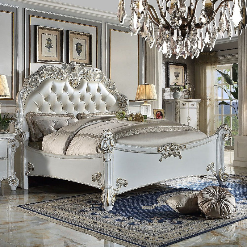 Vendome - Synthetic Leather California King Bed - Antique Pearl
