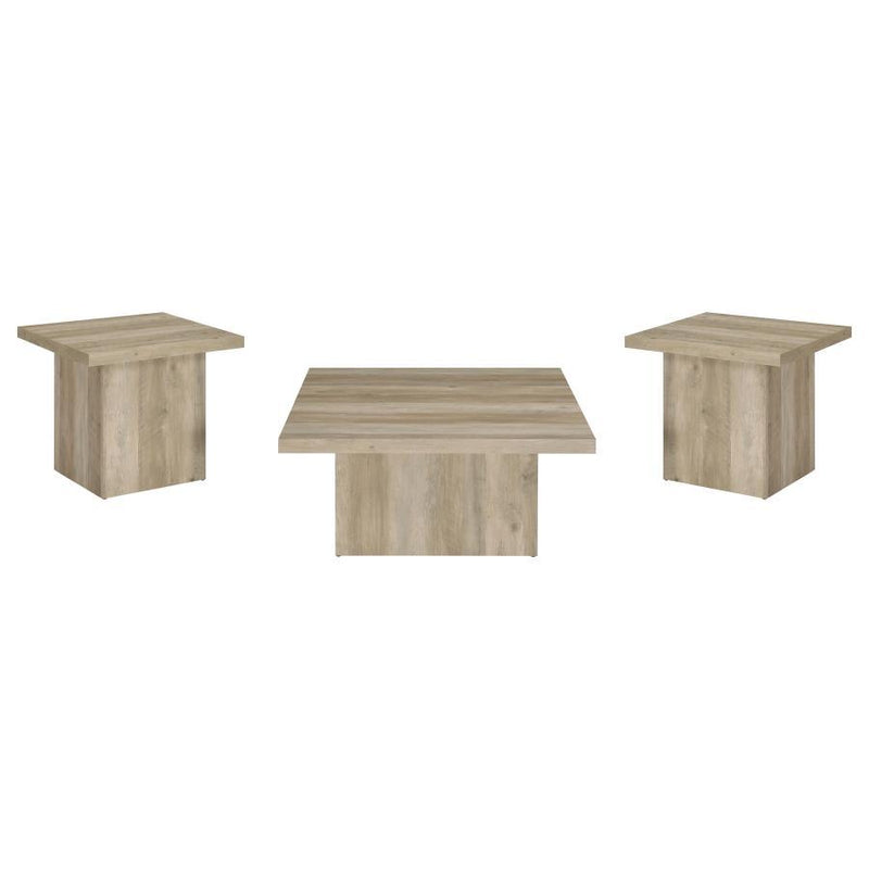 Devar - Square Coffee End Table Set - Distressed Pine