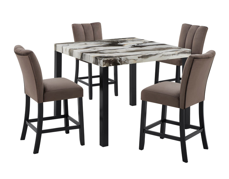 Vega - 5 Piece Counter Dining Room Set - Gray / Black