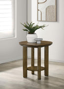 Ottowa - Round Wood Table With Shelf