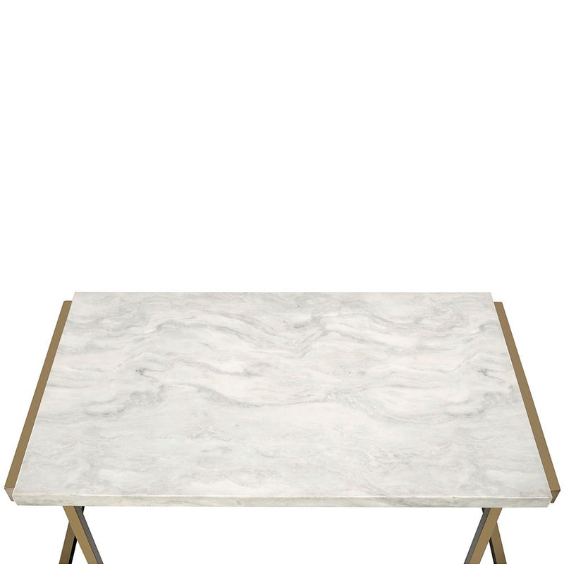 Boice II - Sofa Table - Faux Marble Top & Champagne