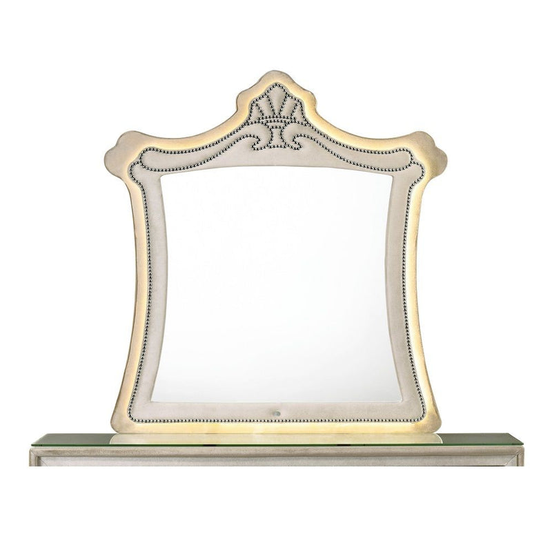 Lucienne - Mirror With LED - Beige Velvet