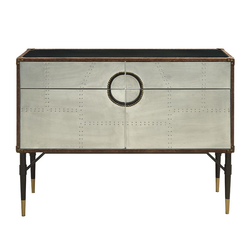 Brancaster - Console Cabinet - Top Grain Leather & Aluminum