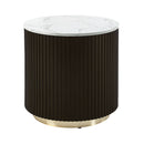 Clayten - End Table - White Natural Marble Top & Espresso