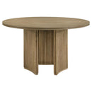 Adina - 53" Round Wood Dining Table - Distressed Light Brown