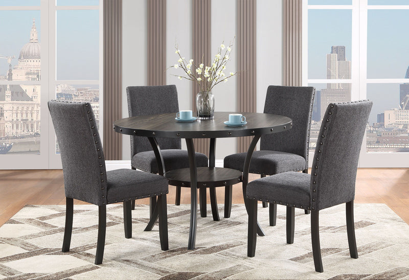 D1622 Dining Table And Four D1622 Dining Chairs - Black / Dark Brown