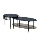 Silas - Nesting Coffee Table Set - Faux Marble Top & Black