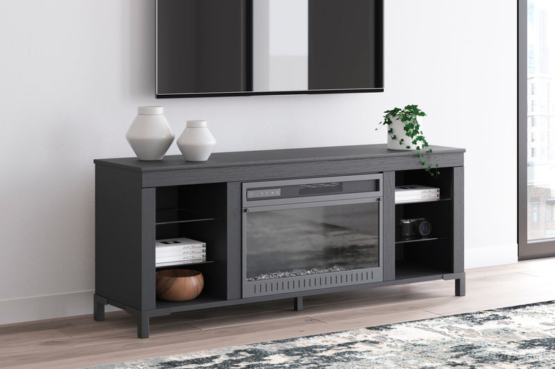 Cayberry - Black - TV Stand With Fireplace