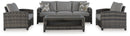 Oasis Court - Sofa, Chairs, Table Set (Set of 4) - Gray