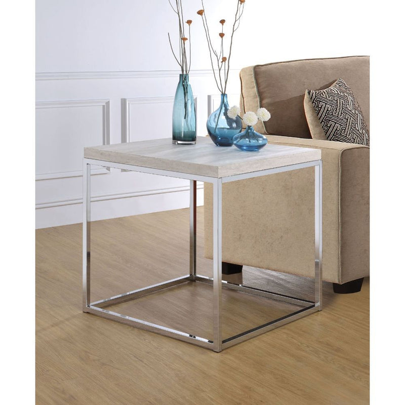 Snyder - End Table - Engineered Stone Top & Chrome