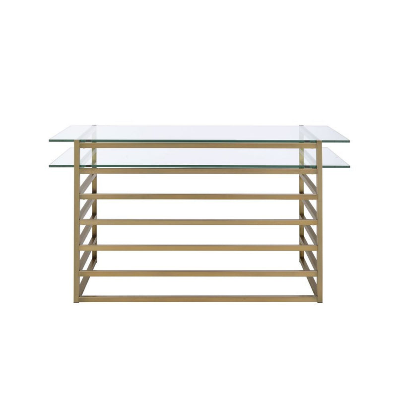 Shona - Writing Desk - Clear Glass Top & Antique Gold