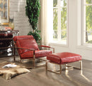 Quinto - Accent Chair - Antique Red Top Grain Leather & Stainless Steel