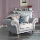 Pelumi - Chair With 3 Pillows - Light Gray Linen & Platinum