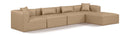Cube - 5 Piece Modular Sectional With Chaise - Tan