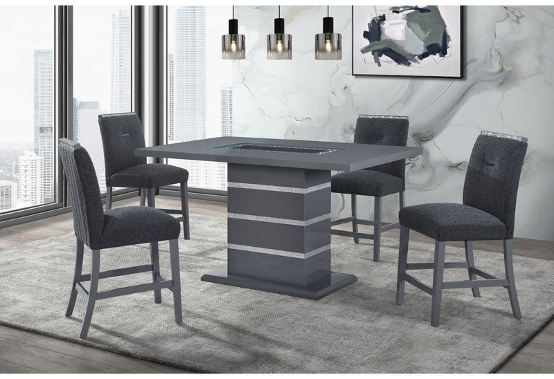 Monaco - Rectangular Bar Table And 4 Bar Stools - Dark Gray