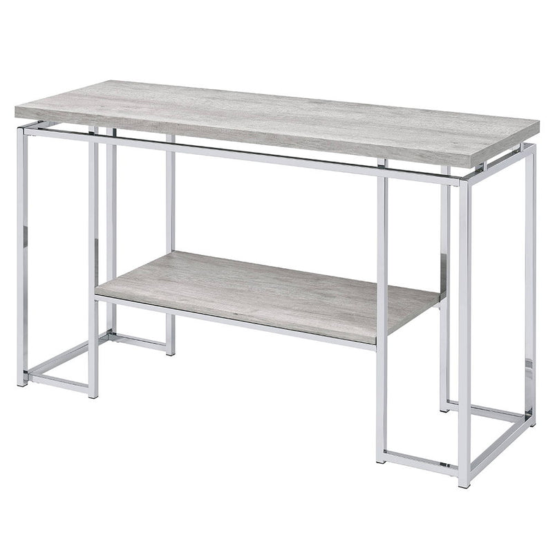 Chafik - Sofa Table - Natural Oak & Chrome