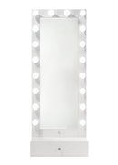 Luxo - Tall Lighted Drawer Vanity Mirror - White