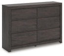 Fraluna - Six Drawer Dresser - Charcoal