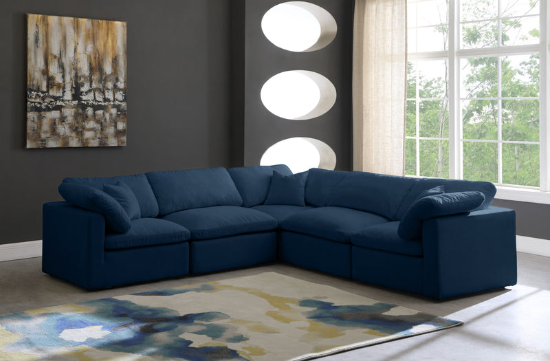 Plush - Velvet Standart Comfort 5 Piece Modular Sectional - Navy