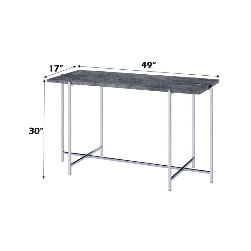 Adelae - Sofa Table - Faux Marble Top & Chrome