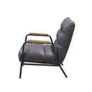 Nignu - Accent Chair - Gray Top Grain Leather & Matt Iron