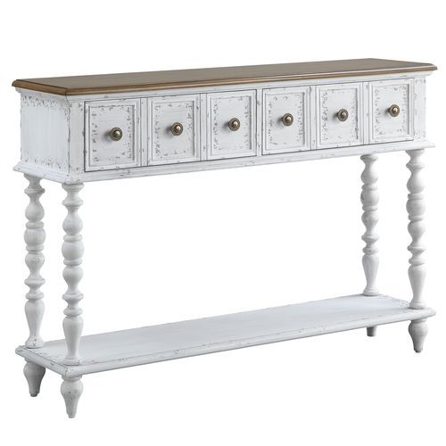 Bence - Console Table - Dark Charcoal & Antique White