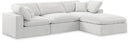 Comfy - 4 Piece Velvet Modular Sectional With Chaise - White